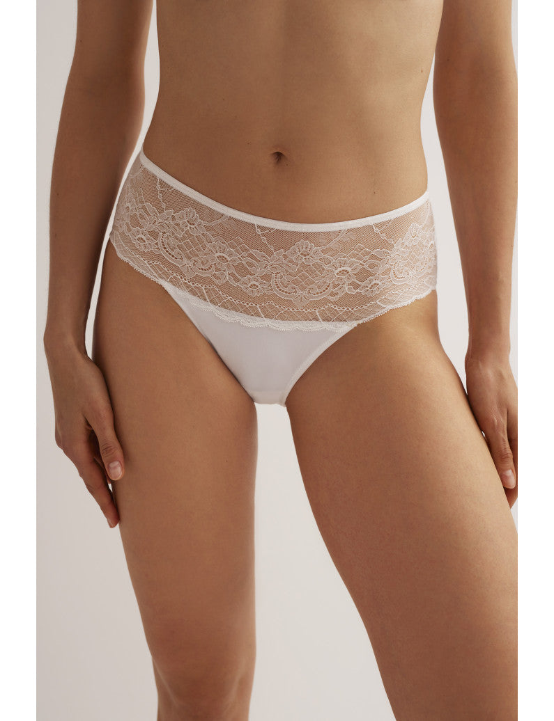 W1892 - SLIP FIANCO ALTO IN MICROFIBRA CON PIZZO
