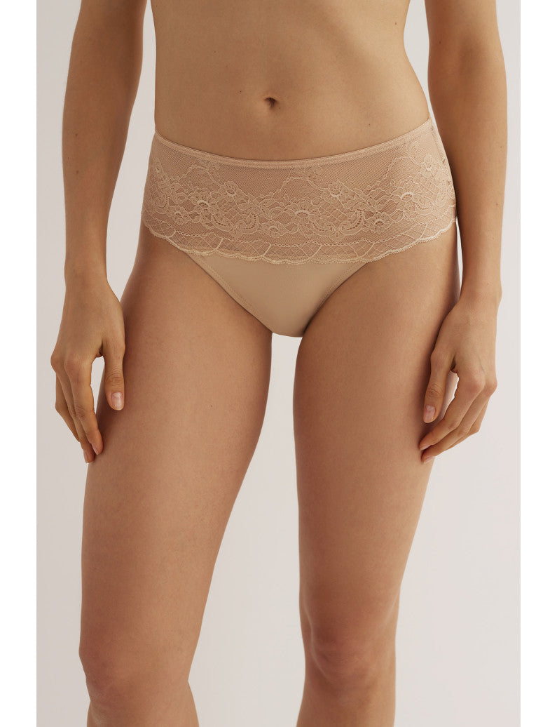 W1892 - SLIP FIANCO ALTO IN MICROFIBRA CON PIZZO