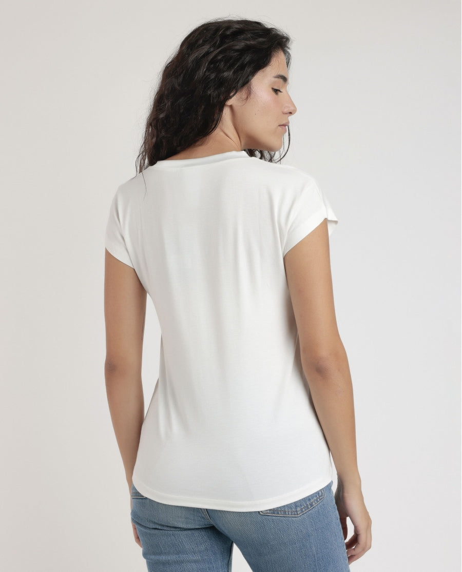 43623 - T-SHIRT A MANICA CORTA CON SCOLLO IN RASO