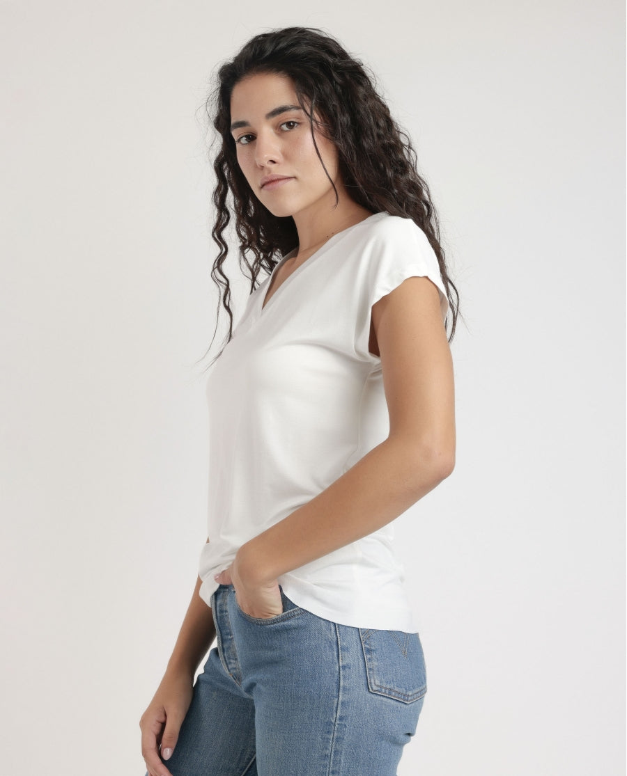 43623 - T-SHIRT A MANICA CORTA CON SCOLLO IN RASO