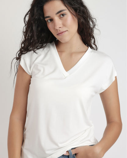 43623 - T-SHIRT A MANICA CORTA CON SCOLLO IN RASO