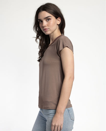 43623 - T-SHIRT A MANICA CORTA CON SCOLLO IN RASO