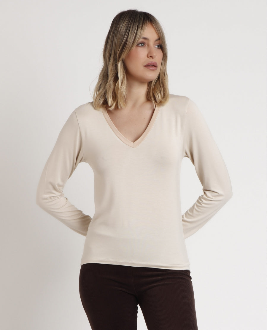 43496 - MAGLIA DONNA SCOLLO A V MANICA LUNGA