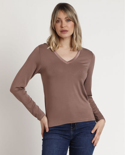 43496 - MAGLIA DONNA SCOLLO A V MANICA LUNGA