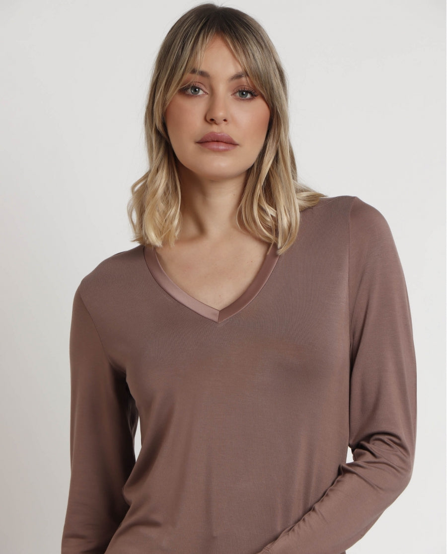 43496 - MAGLIA DONNA SCOLLO A V MANICA LUNGA