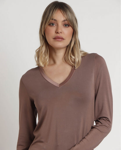 43496 - MAGLIA DONNA SCOLLO A V MANICA LUNGA