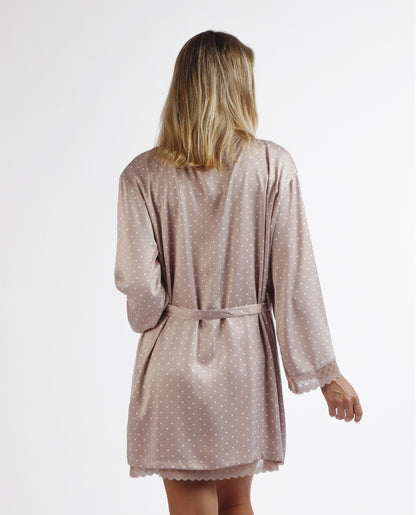 67108 - VESTAGLIA DONNA IN RASO A POIS