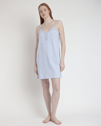 61358 - CAMICIA DA NOTTE CON BRETELLINE E FIORI