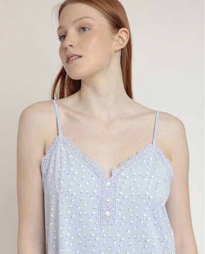 61358 - CAMICIA DA NOTTE CON BRETELLINE E FIORI
