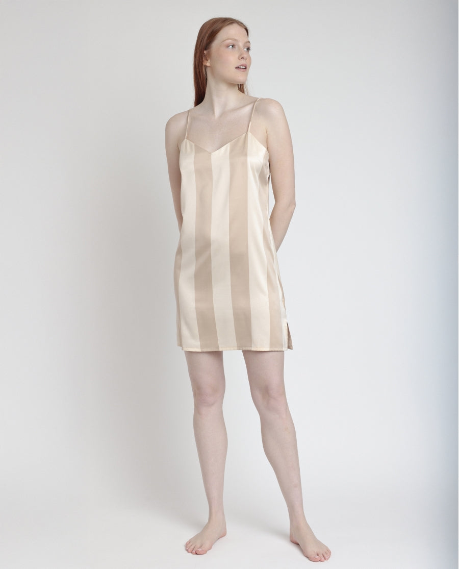 61408 - CAMICIA DA NOTTE IN RASO CON RIGHE