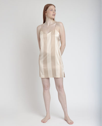61408 - CAMICIA DA NOTTE IN RASO CON RIGHE