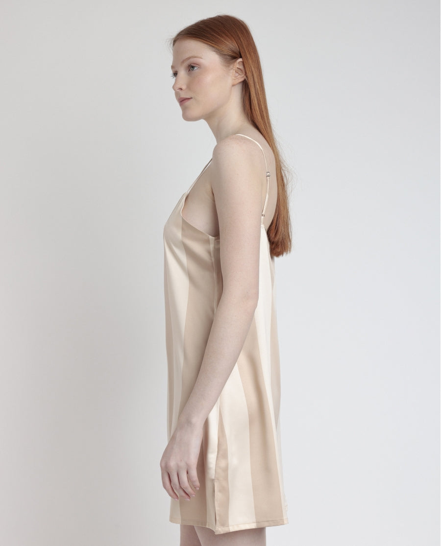 61408 - CAMICIA DA NOTTE IN RASO CON RIGHE