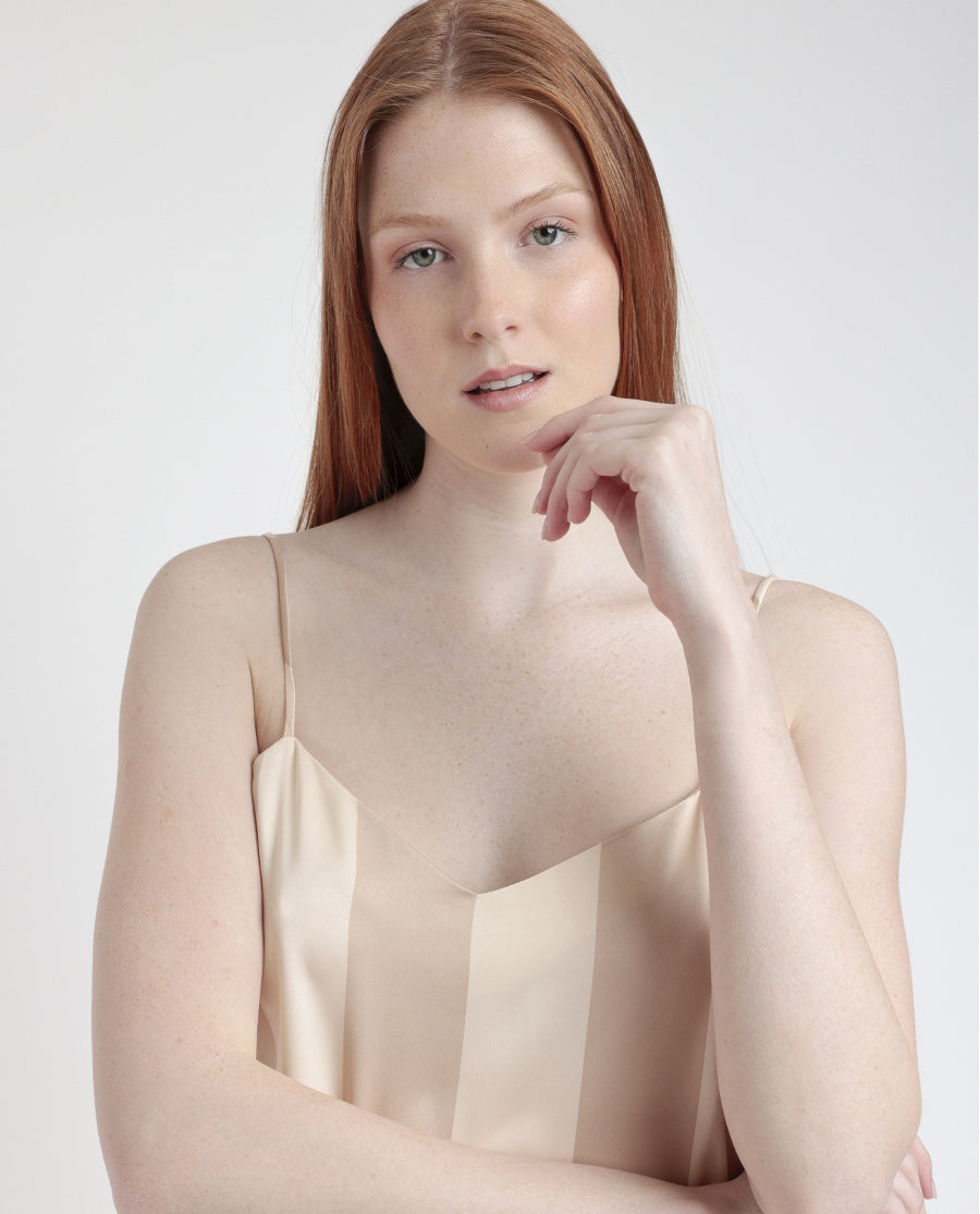 61408 - CAMICIA DA NOTTE IN RASO CON RIGHE