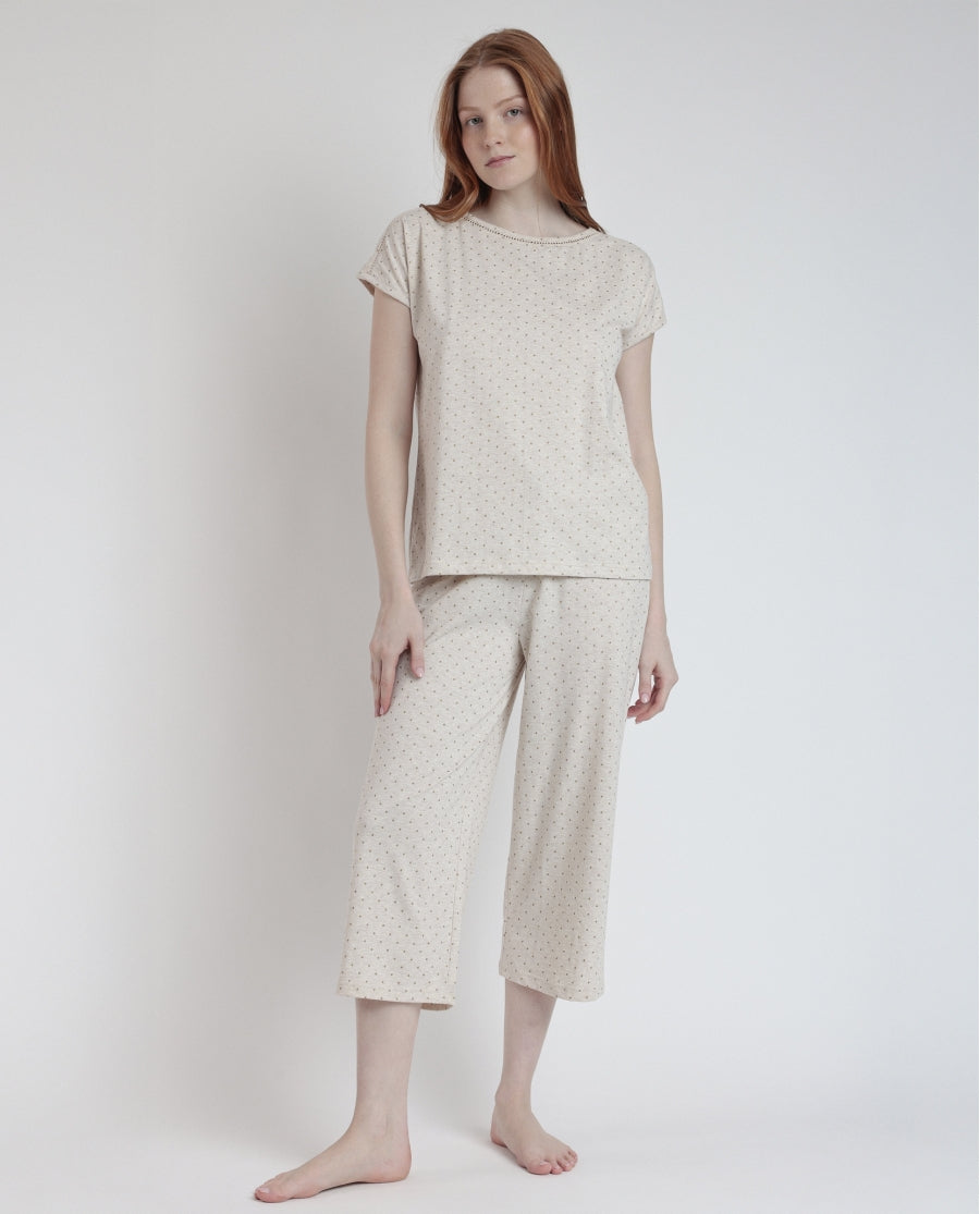 63083 - PIGIAMA  PALAZZO A POIS 3/4