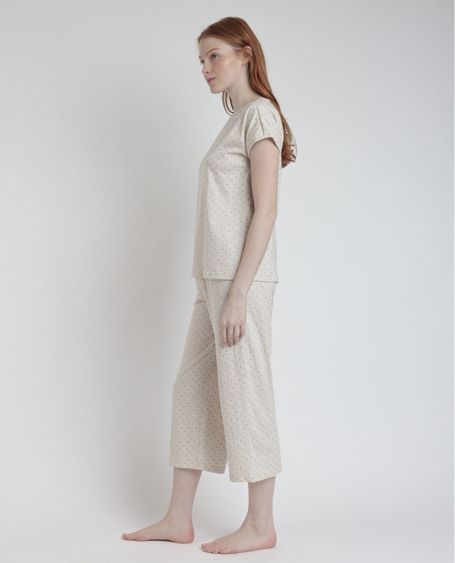 63083 - PIGIAMA  PALAZZO A POIS 3/4