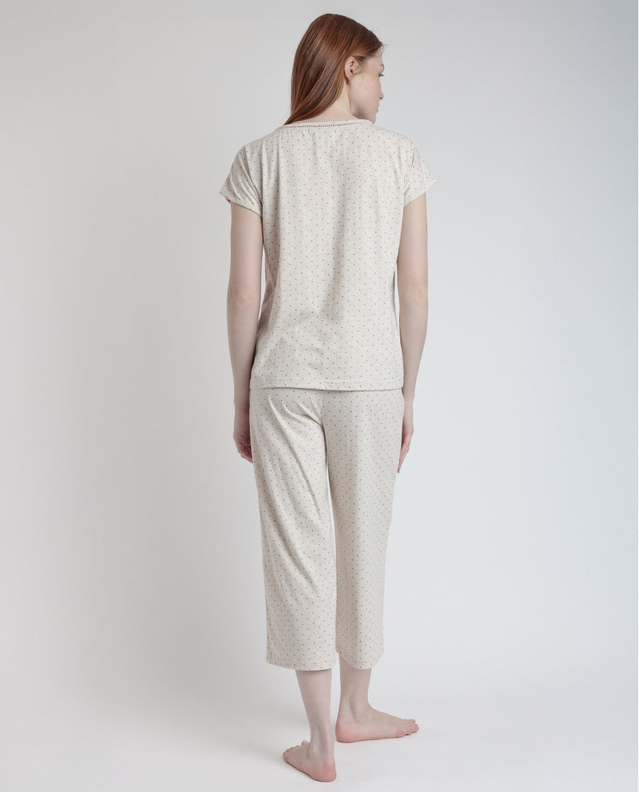 63083 - PIGIAMA  PALAZZO A POIS 3/4