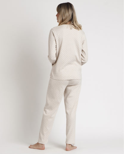 62632 - PIGIAMA DONNA M/L SCOLLO A V A POIS