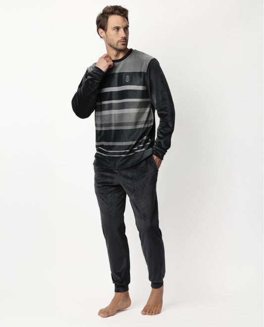 63785 - PIGIAMA IN VELLUTO A RIGHE