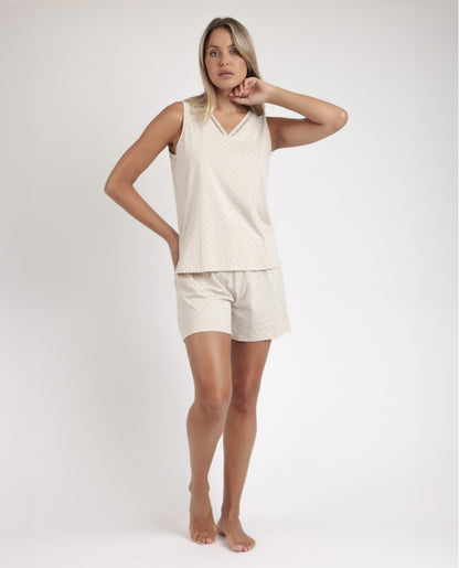 63082 - PIGIAMA SENZA MANICHE A POIS