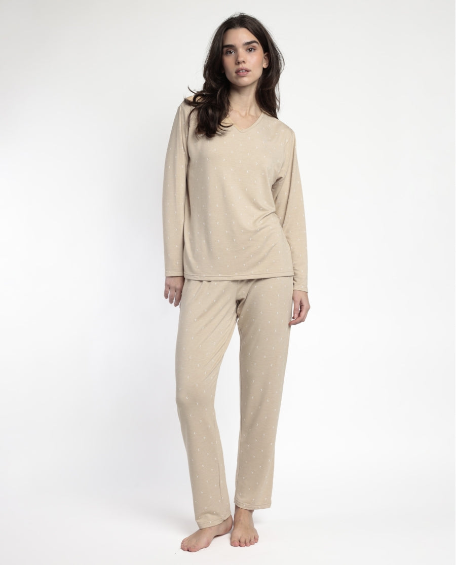 63349 - PIGIAMA M/L SCOLLO A V CON MICRO LUNE