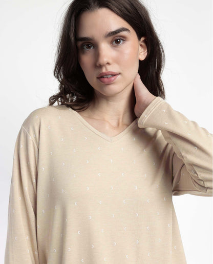 63349 - PIGIAMA M/L SCOLLO A V CON MICRO LUNE