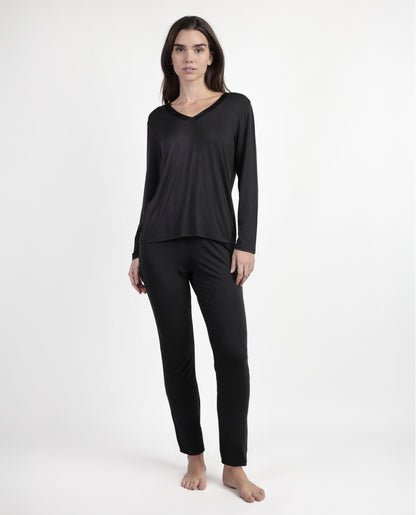 63646 - PIGIAMA IN RASO SCOLLO A V