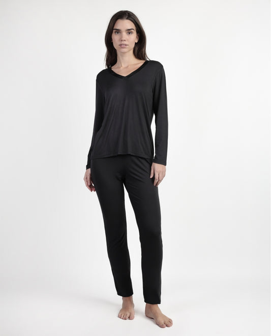 63646 - PIGIAMA IN RASO SCOLLO A V