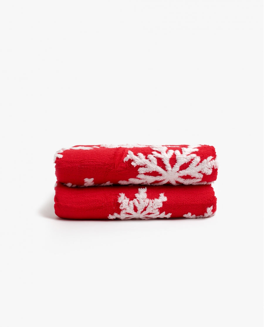 69060 - COPERTA ROSSA CON FIOCCHI DI NEVE