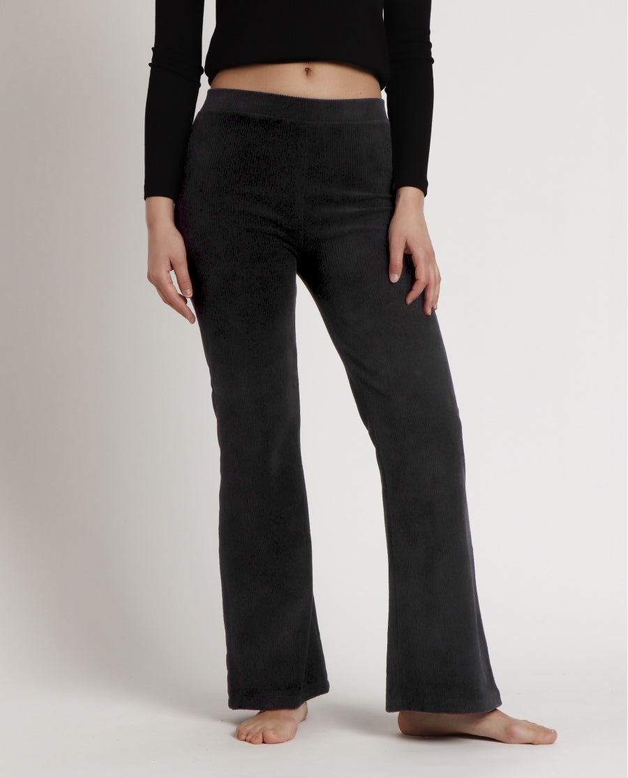 49206 -  PANTALONI A CAMPANA ELASTICIZZATI IN VELLUTO A COSTE