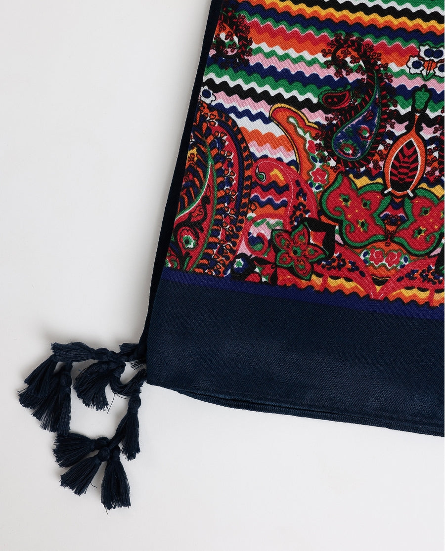 19873 - PAREO PAISLEY CON BORDO ONDULATO