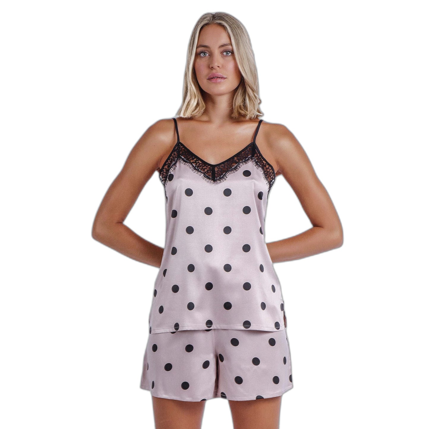 60140 - PIGIAMA ELEGANTE A POIS CON SPALLINE