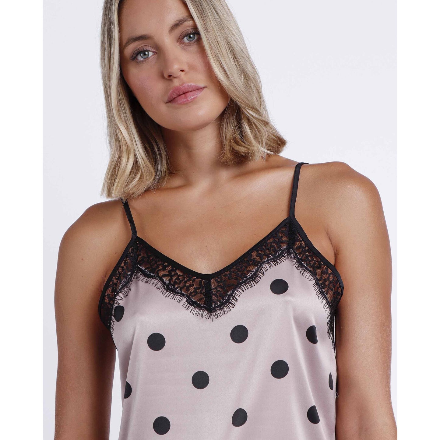 60140 - PIGIAMA ELEGANTE A POIS CON SPALLINE