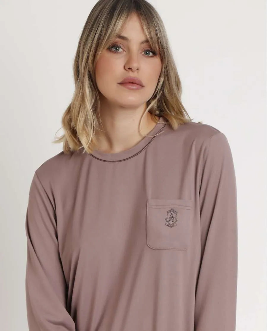 62643 -  PIGIAMA DONNA  M/L MORBIDO CON TASCHINO