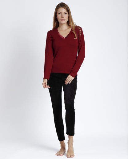 T-SHIRT SCOLLO A V IN RASO MANICA LUNGA ADMAS