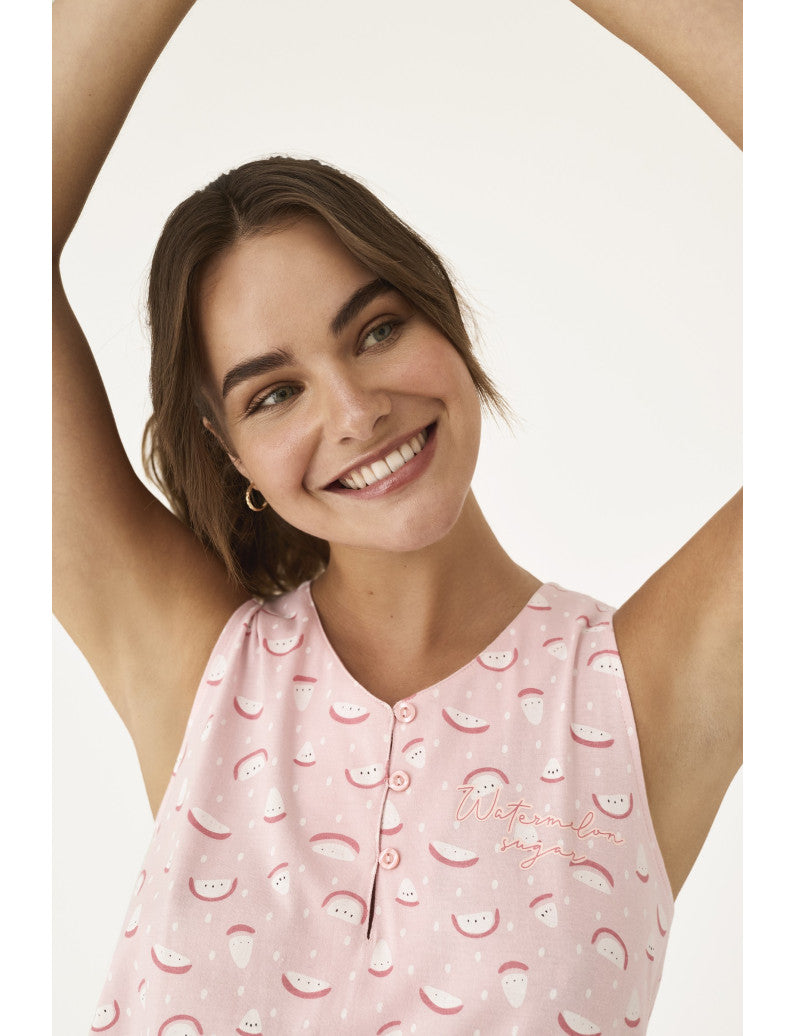 N21221 - CAMICIA DA NOTTE CON BOTTONI ANGURIA