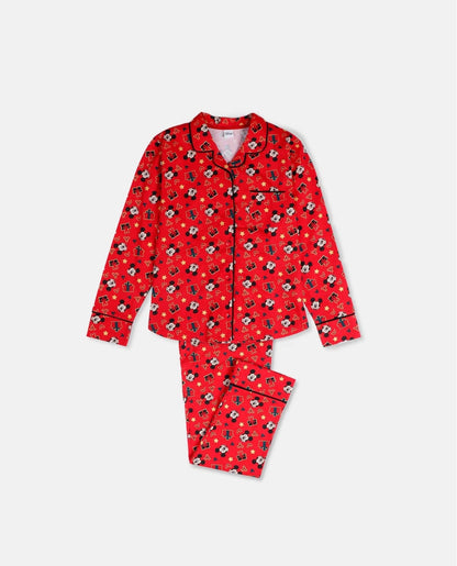 PIGIAMA DISNEY MICKEY CHRISTMAS UNISEX ROSSO APERTO MANICA LUNGA