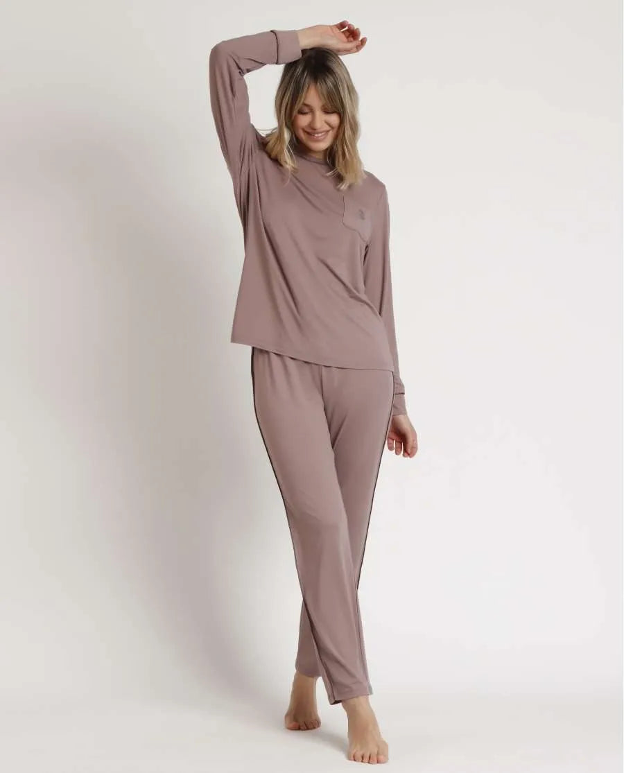 62643 -  PIGIAMA DONNA  M/L MORBIDO CON TASCHINO