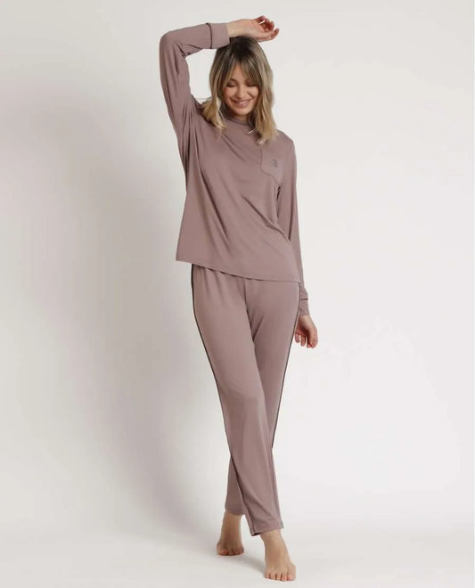 62643 -  PIGIAMA DONNA  M/L MORBIDO CON TASCHINO
