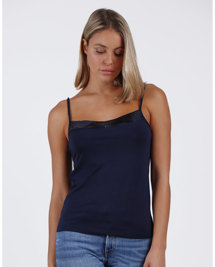 43484 - TOP CON BRETELLINE E PAILLETTES