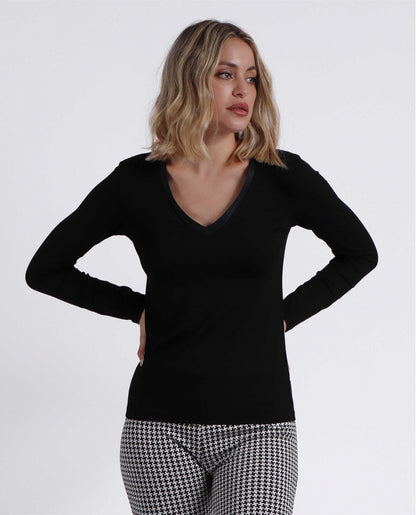 43496 - MAGLIA DONNA SCOLLO A V MANICA LUNGA