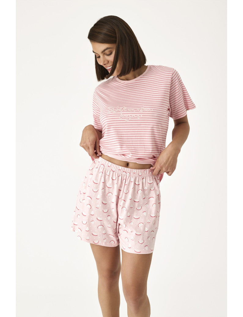 N21212 - PIGIAMA CORTO CON T-SHIRT M/C ANGURIA