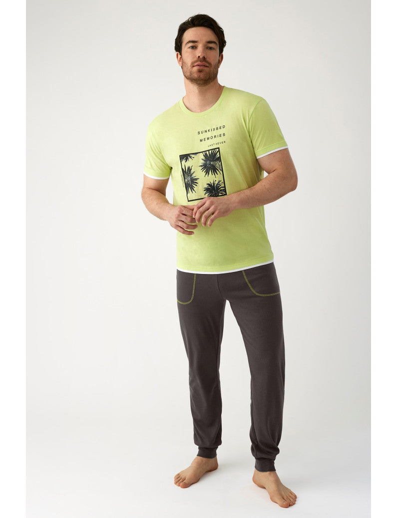 H34312 - PIGIAMA MEZZA MANICA CON PANTALONI LUNGHI