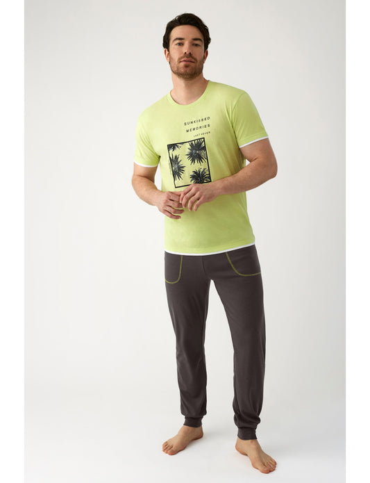 H34312 - PIGIAMA MEZZA MANICA CON PANTALONI LUNGHI