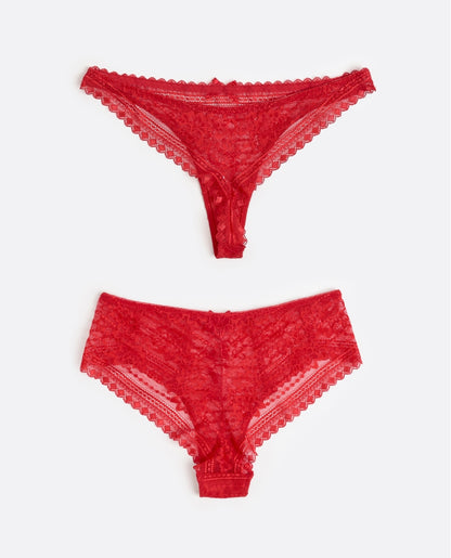 41705T - TANGA ROSSO IN PIZZO